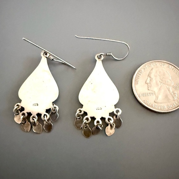 Vintage Sterling Silver Mother of Pearl Chandalier Earrings - Picture 4 of 4